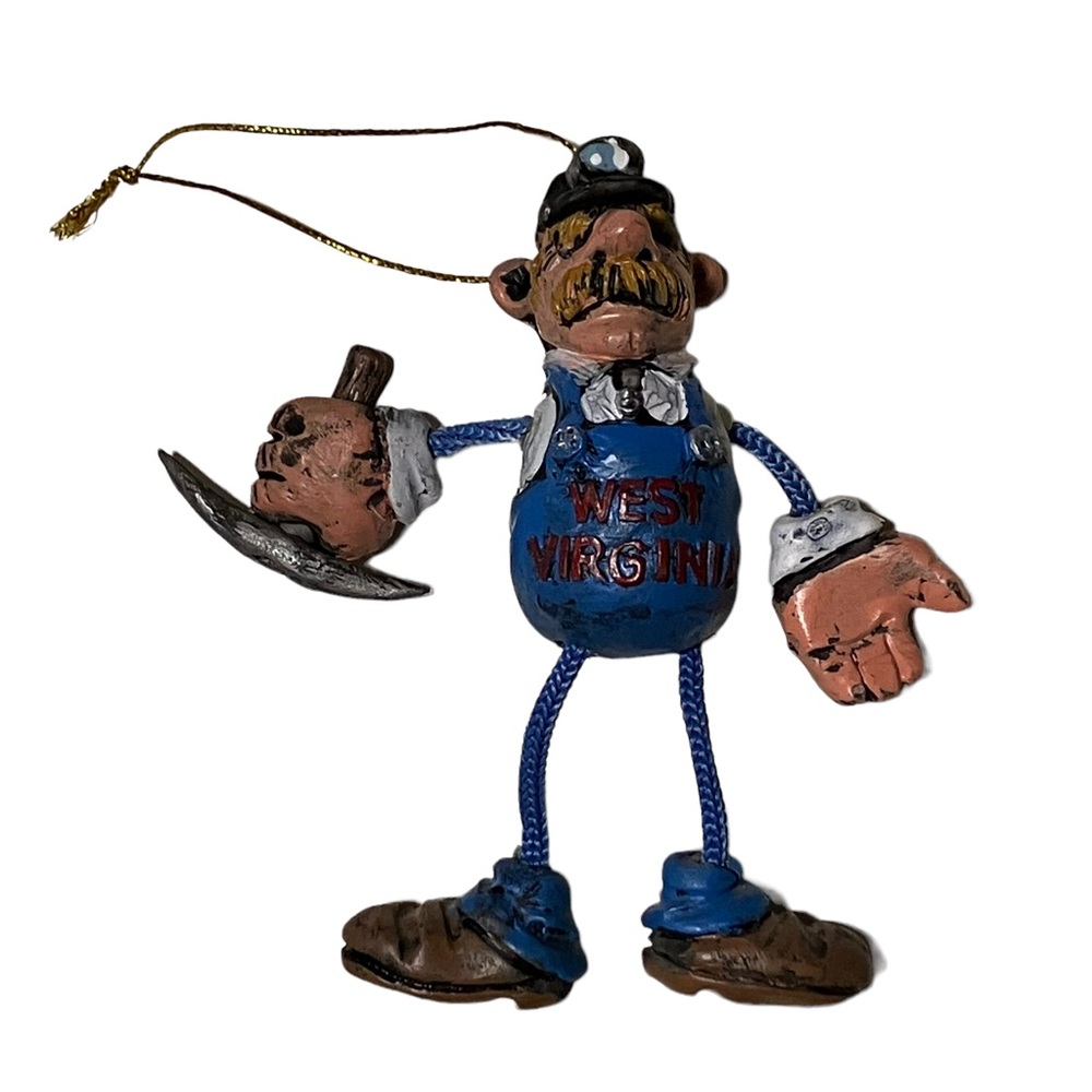 West Virginia Coal Miner String Arms Legs Christmas Ornament